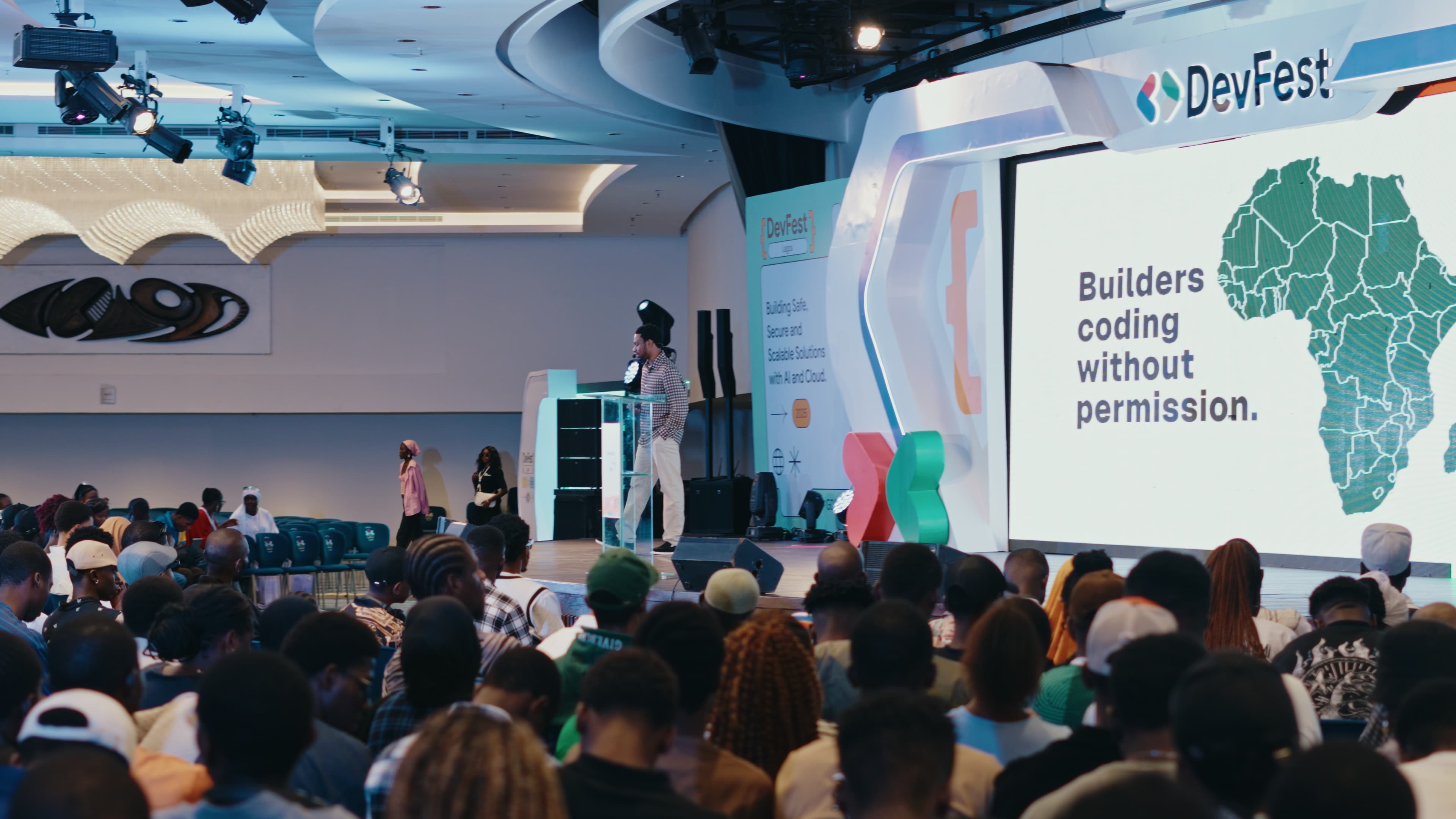 Keynote on stage at DevFest Lagos — event coverage.